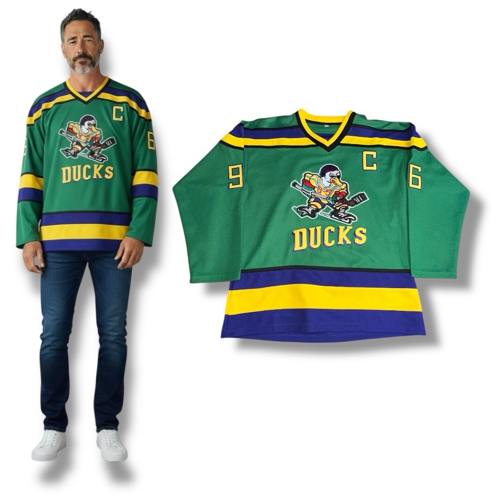 Men’s Unknown Brand Mighty Ducks Charlie Conway #96 Replica Hockey Jersey
